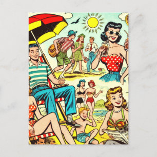 Carte Postale Retro Beach Comics