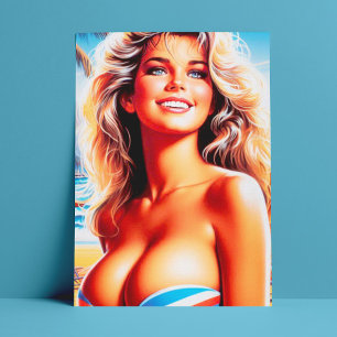Carte Postale Retro Beach Girl