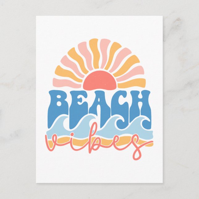 Carte postale Retro Beach Vibes - "Vibes de plage" (Devant)