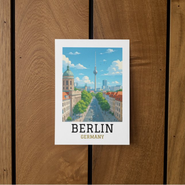 Carte Postale Retro Berlin Skyline TV Tower Skyline View (Retro Berlin Skyline TV Tower Skyline View Postcard)