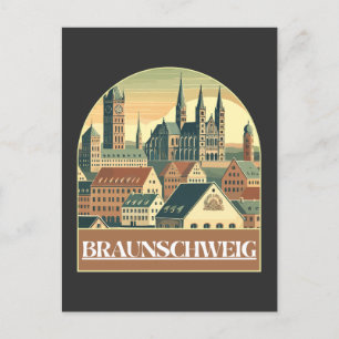 Carte Postale Retro Braunschweig Skyline