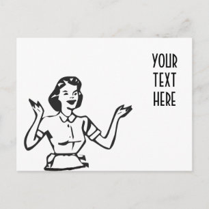 Carte Postale Retro Busy Housewoman