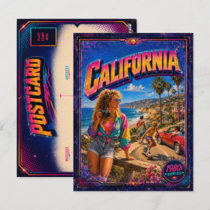 Carte postale rétro Californie années 80