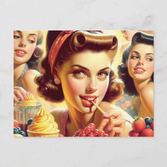 Carte Postale Retro Candy Girls (Devant)