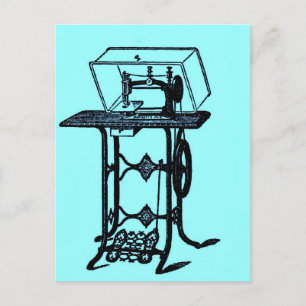 Carte Postale Retro Chic Antique couture conception machine