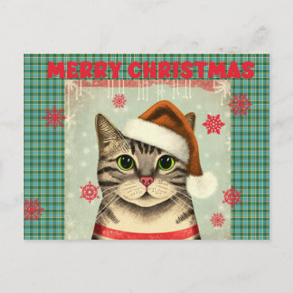 Carte postale Retro Christmas Cat Merry Christmas