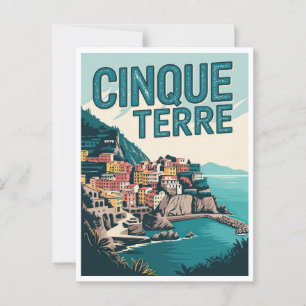 Carte Postale Retro Cinque Terre Randonnée Design Cadeau