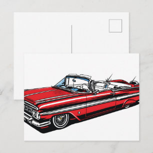 Carte Postale Rétro Classique Cabriolet Pop Art Latéral