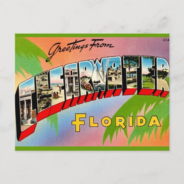 Carte Postale Rétro Clearwater Floride (Devant)