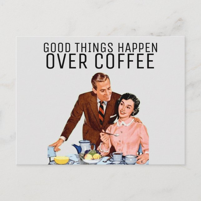 CARTE POSTALE RETRO COFFEE COUPLE 1950 (Devant)