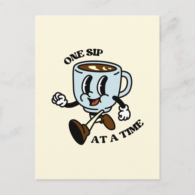 Carte postale Retro Coffee Cup Slogan (Devant)