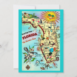 Carte postale rétro colorée de Floride 5x7 grand f