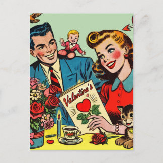 Carte Postale Retro Couple Love Comics de Valentine