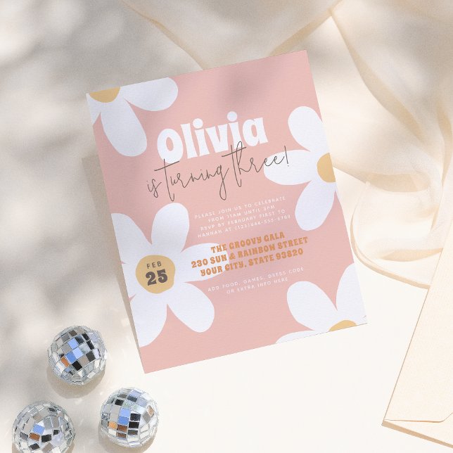 Carte postale Retro Daisy Super Anniversaire Party (Créateur téléchargé)