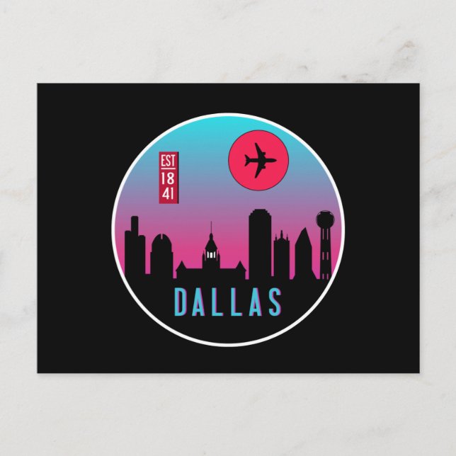 Carte Postale Retro Dallas City Texas Skyline Cityscape Souvenir (Devant)