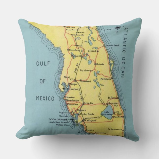Carte postale rétro de Floride Map Coussin (Recto)