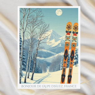 Carte postale rétro de la station de ski Alpe d'Hu