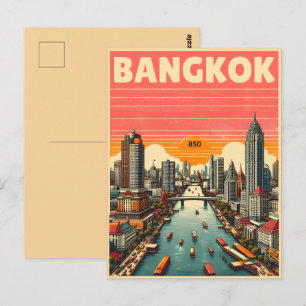 Carte Postale Rétro de la ville de Bangkok - Cadeaux de voyage e