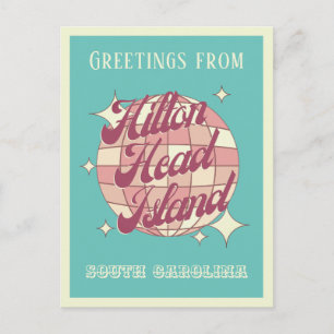 Carte postale rétro de l'île de Hilton Head en Car