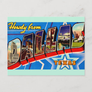 Carte postale rétro de salutation de Dallas Texas
