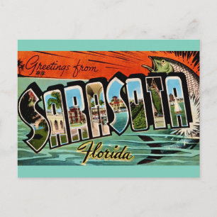 Carte postale rétro de Sarasota Floride