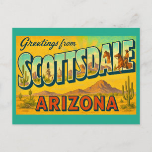 Carte postale rétro de Scottsdale Arizona