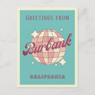 Carte postale rétro de vacances à Burbank Californ