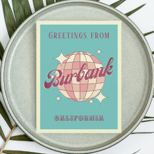 Carte postale rétro de vacances à Burbank Californ