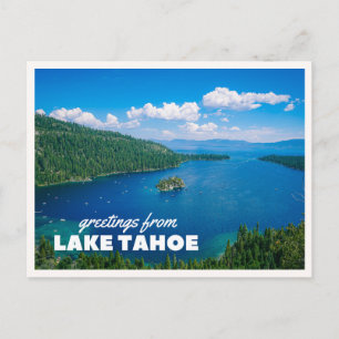 Carte postale rétro d'été de l'Emerald Bay du lac