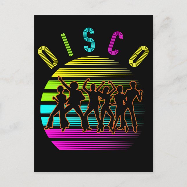Carte Postale Retro Disco Dancing Funky Music (Devant)