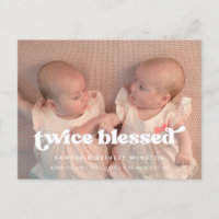 Retro élégant Twice Blessé Twins photo de naissanc