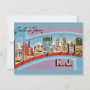 Carte postale rétro Elizabeth NJ