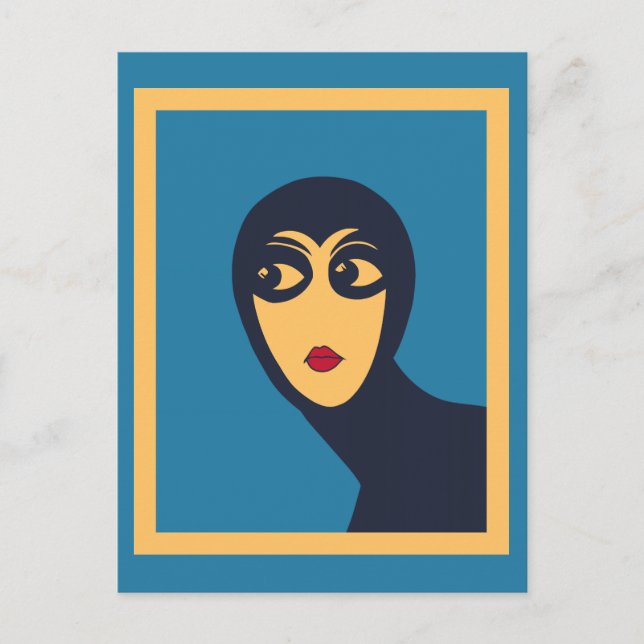 Carte Postale Rétro espace femme minimum Vector Art (Devant)