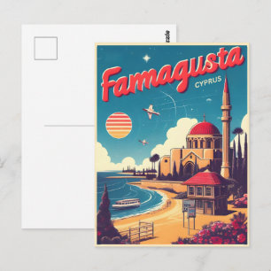 Carte Postale Retro Famagusta Beach Chypre cadeaux