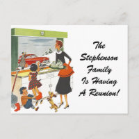 Carte postale Retro Famille Vintage Réunion Maison
