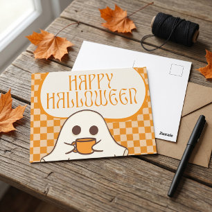 Carte Postale Rétro Fantôme Mignon Halloween