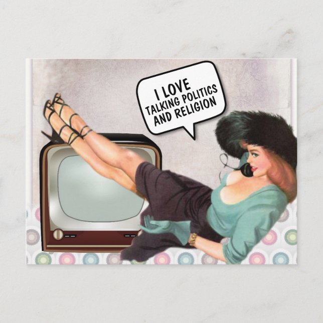 CARTE POSTALE RÉTRO FEMME RELIGION ET POLITIQUE (Devant)