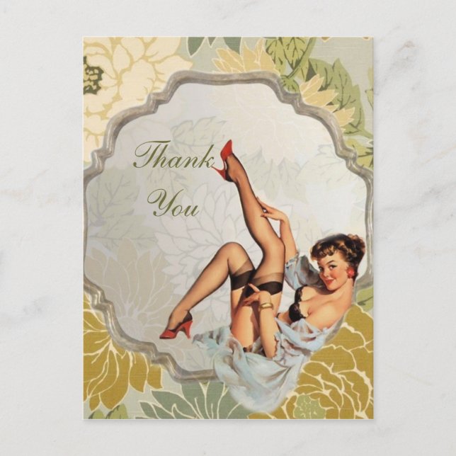 Carte Postale rétro fille Fête des mariées Tea Party merci (Devant)