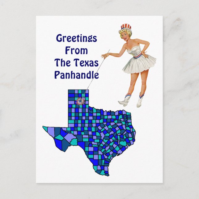 Carte Postale Retro Fun Texas State Map Point Remplacement de ca (Devant)