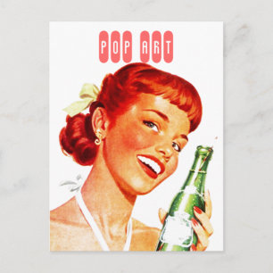 Carte Postale Retro Gal élégant avec Soda PUN FUN 