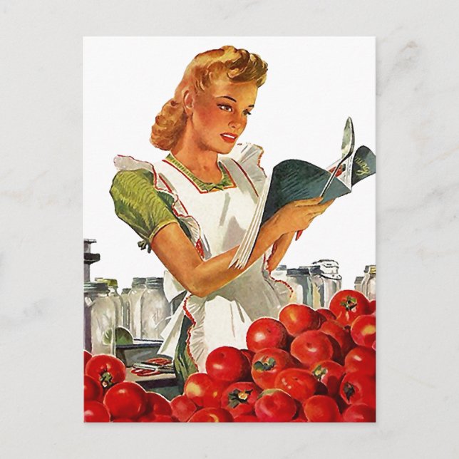 Carte Postale Retro Gal Stylish Dans Sa Cuisine Ca (Devant)