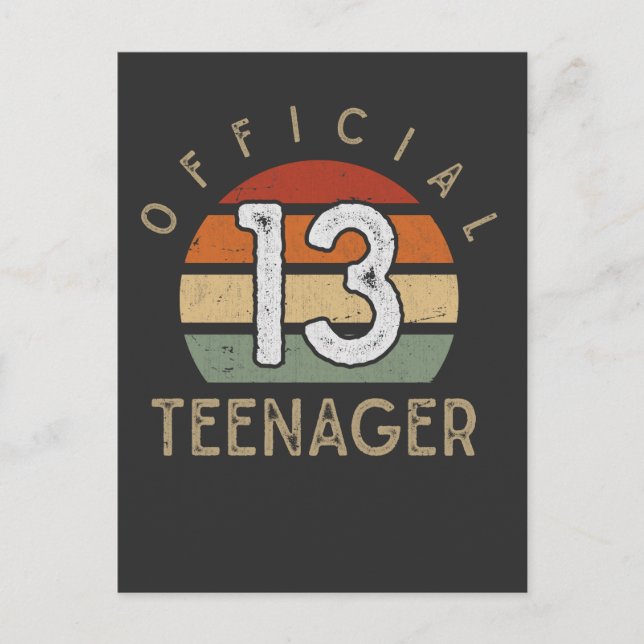 Carte Postale Retro Girl Boy 13e anniversaire Adolescent officie (Devant)