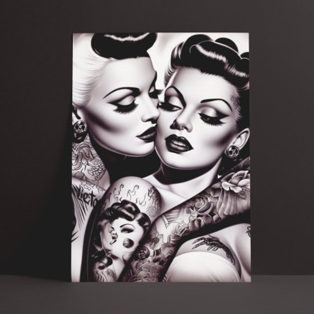 Carte Postale Retro Glam Tattoo Girls (Créateur téléchargé)