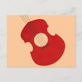 Carte Postale Retro Guitare Graphic Red Musical Instrument Desig