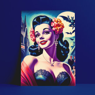 Carte Postale Retro Halloween fille