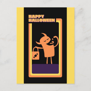 Carte Postale Retro Halloween Monster Trick ou traitement