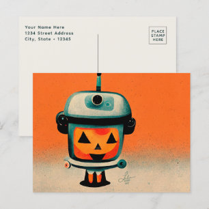 Carte Postale Retro Halloween Robot 002 ・ Cute Custom Kids Art
