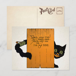 Carte postale Retro Halloween Street Cat