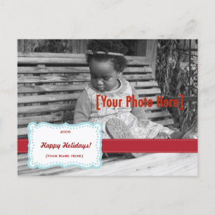 Carte postale Retro Holiday Fly Photo Blue & Red