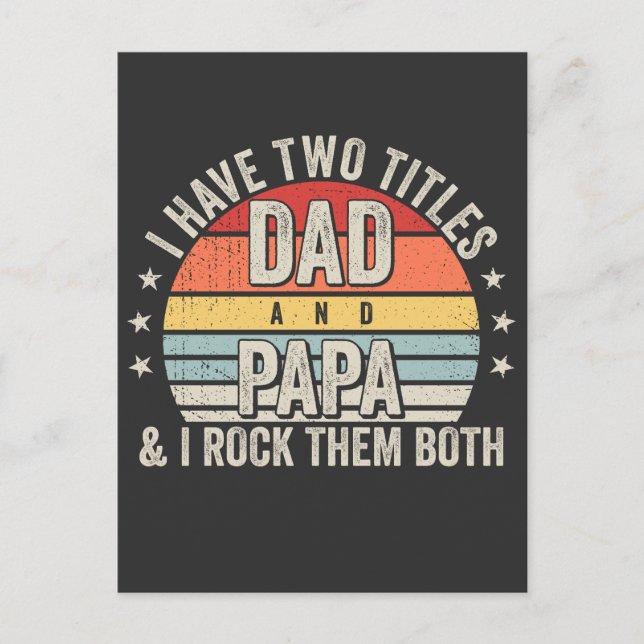 Carte Postale Rétro j'ai deux titres Papa et Papa (Devant)